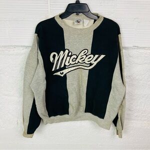 Disney embroidered Mickey Black and Gray Crewneck unisex Sweater size medium